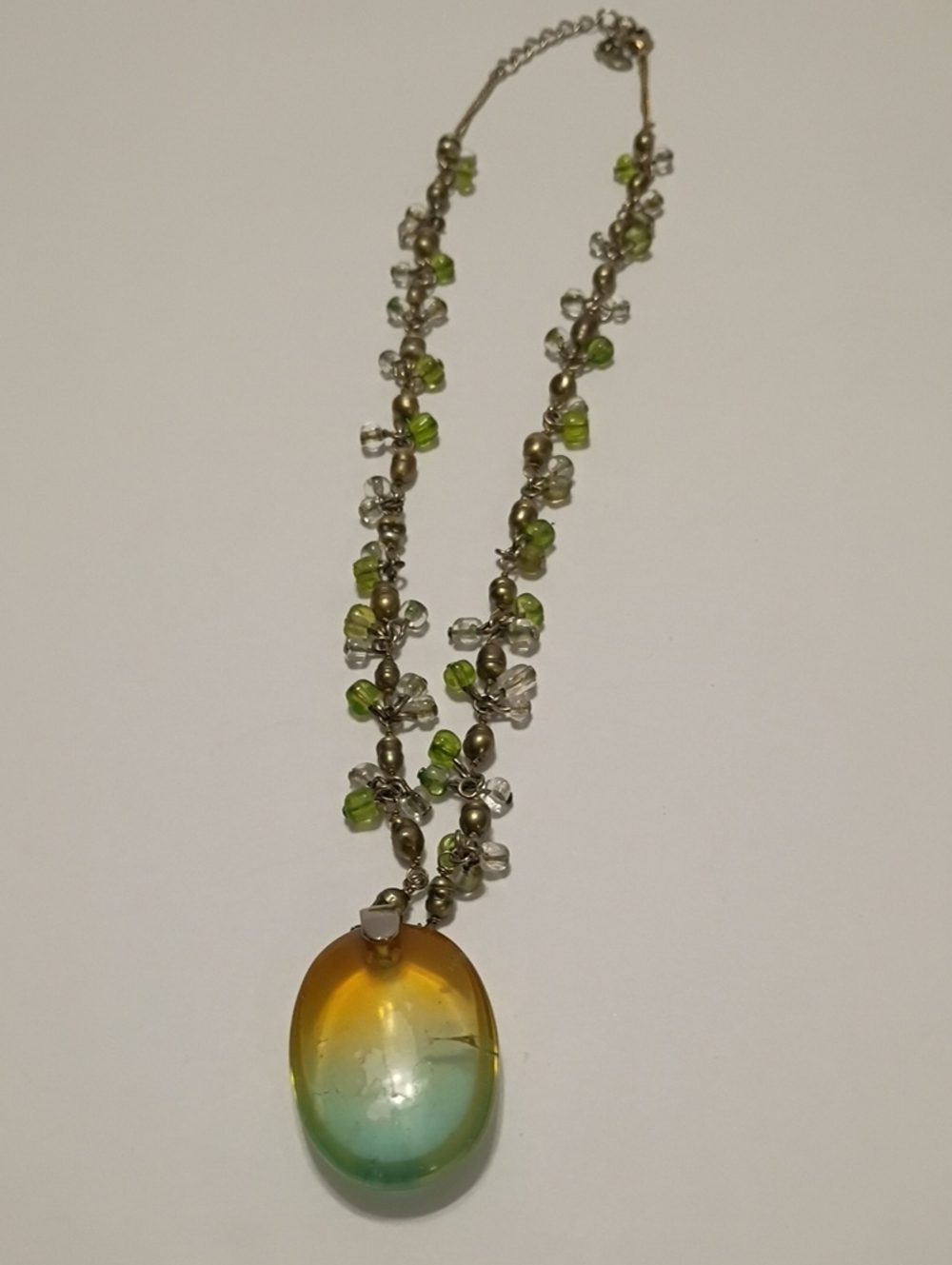 Vintage Monet Green Lucite Pendant Necklace 1990s Dainty